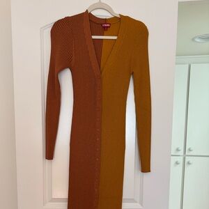 Staud Two-Tone Rib Knit Shoko Dress